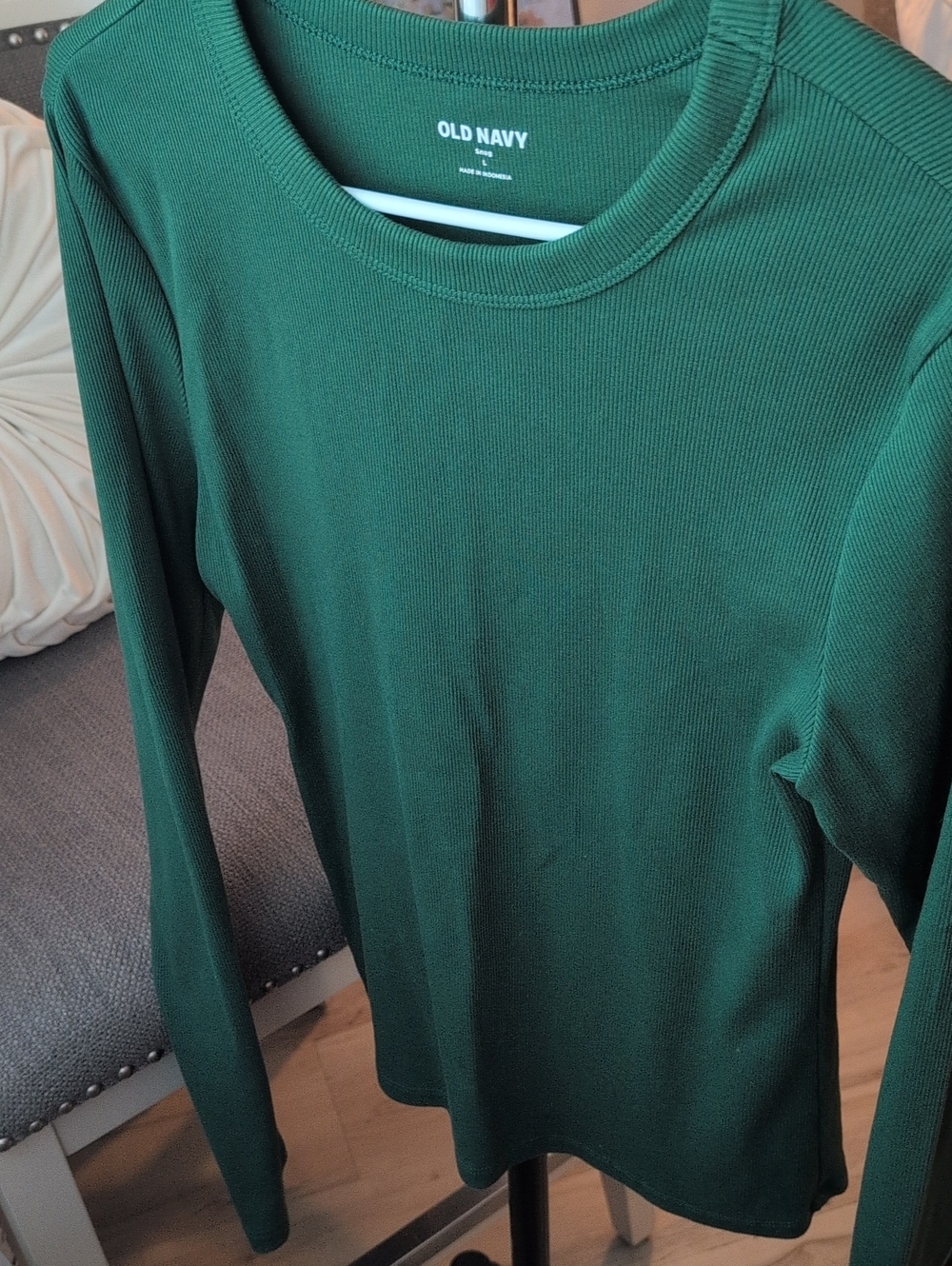 Old Navy Dark Green Long Sleeve Crewneck Top